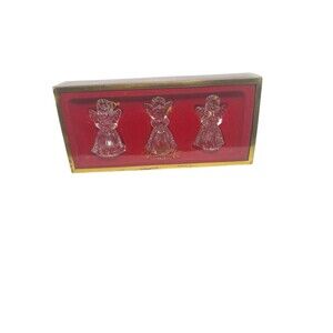 GORHAM Lead Crystal Angel Christmas Ornaments Germany Original Box - Set of 3